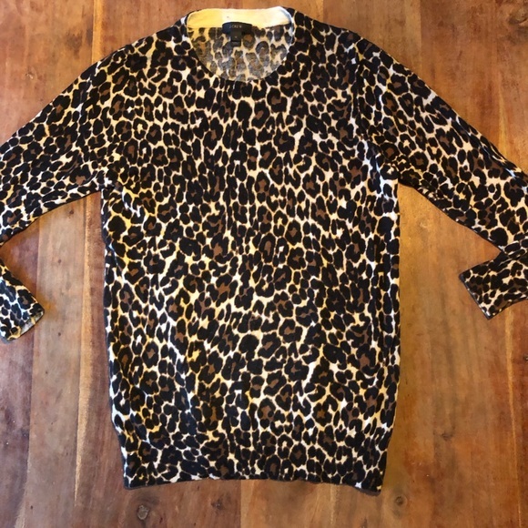 J. Crew Sweater Animal Print Lightweight Marino Wool - Picture 1 of 6